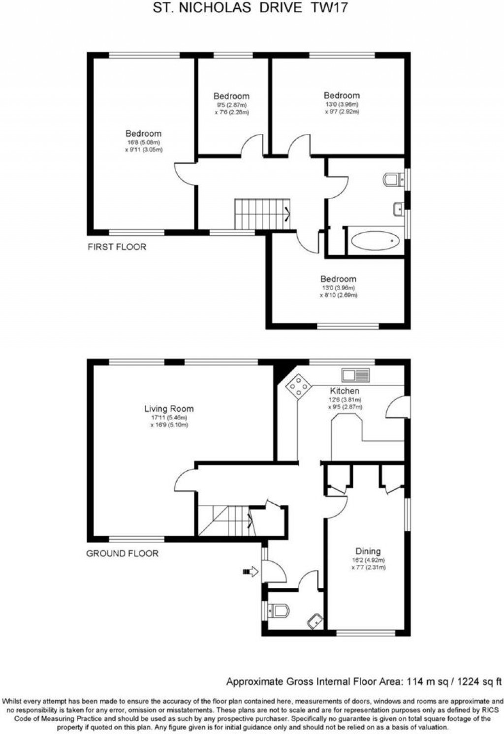 Floorplans For St. Nicholas Drive, Shepperton